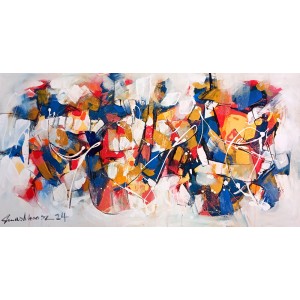 Mashkoor Raza, 24 x 48 Inch, Oil on Canvas, Abstract Painting, AC-MR-724